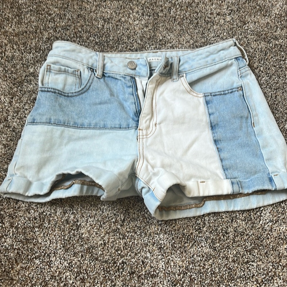 Cute patchwork jean shorts